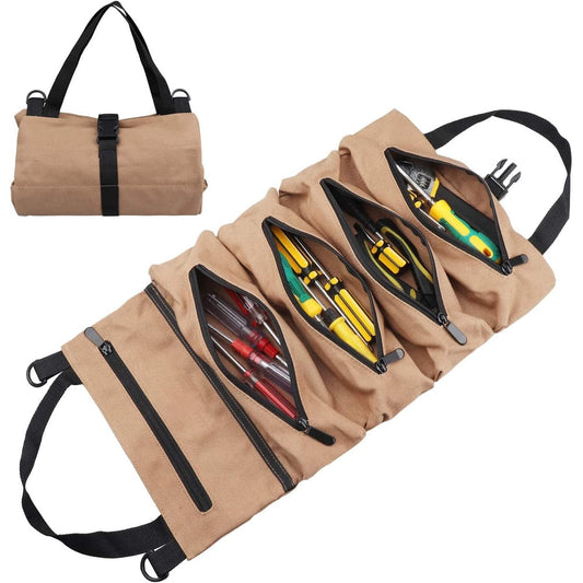 Detailing Brush Roll-Up Storage Pouch, Canvas 12-Slot Wrap Organizer for Car Cleaning Brushes  product photo