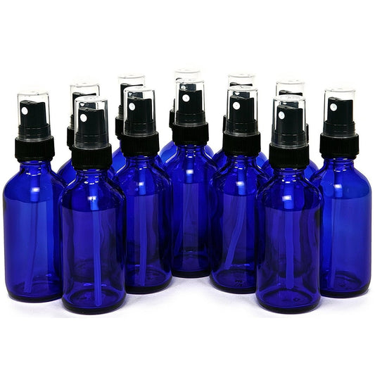Empty Cobalt Blue Glass Spray Bottles, 8oz 2-Pack Fine Mist Detailing Trigger  product photo