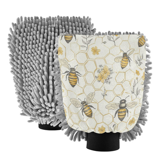 Honeycomb Grout Wash Mitt with Bug-Scrubber Pad, Dual-Sided Microfiber Car Glove  product photo