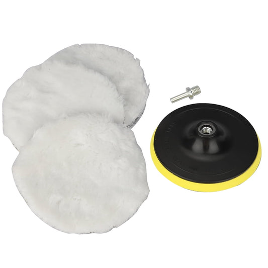 Hook-and-Loop Wool Cutting Pad 6in, 4-Pack Hand & DA Compatible Auto Polishing Pads  product photo
