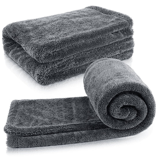 Twist-Loop Microfiber Car Drying Towel, 20 x 40 Inch 1200GSM Scratch-Free, Gray  product photo