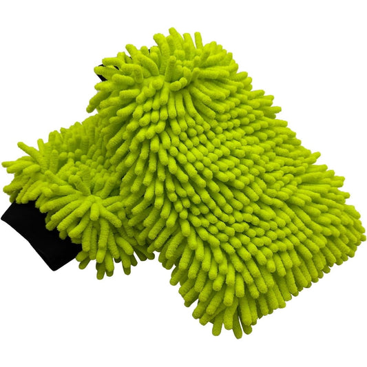 Microfiber Noodle Car Wash Mitt with Elastic Cuff, 2-Pack Soft Scratch-Free, Green  product photo