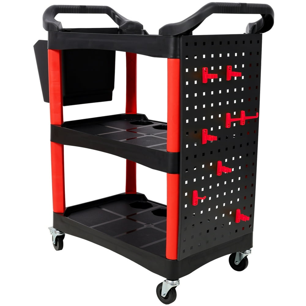 4-Tier Rolling Detailing Utility Cart, Metal Garage Storage Cart with Locking Wheels for Car Care Supplies Black product photo