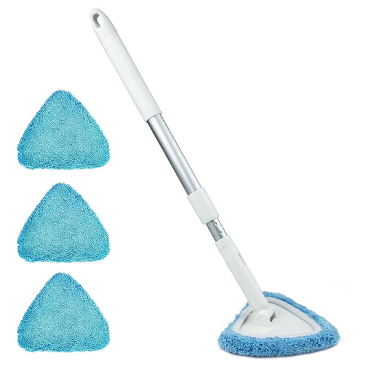 Telescoping Windshield Cleaning Tool with Microfiber Bonnets, Extendable Pole with 4 Washable Pads  product photo