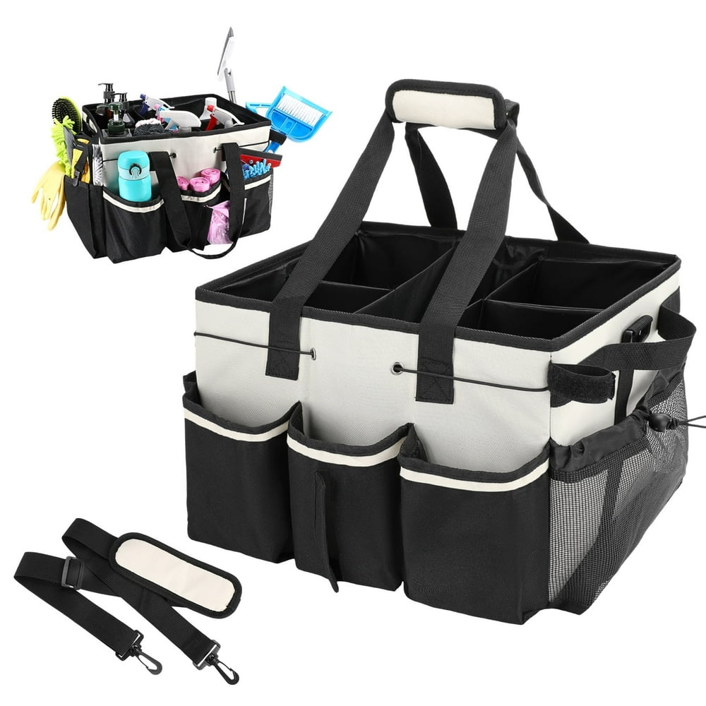 Trunk Detailing Organizer Tote Bag, Collapsible Car Cleaning Supply Caddy with 8 Pockets and Padded Handles Black product photo