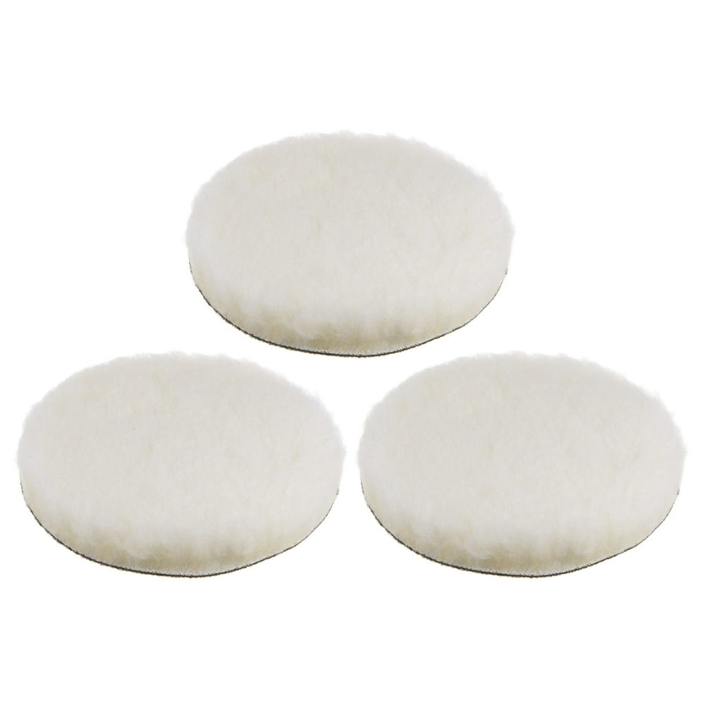 Wool Cutting Pad 7 Inch Rotary, 3-Pack Hook and Loop Heavy Correction Polishing Pads, Natural White  product photo