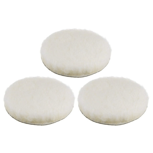 Wool Cutting Pad 7 Inch Rotary, 3-Pack Hook and Loop Heavy Correction Polishing Pads, Natural White  product photo
